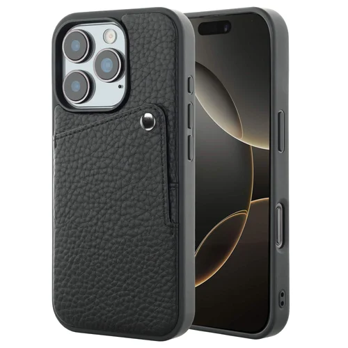 Selencia Riva Backcover met Pashouder Apple iPhone 16 Pro - Zwart