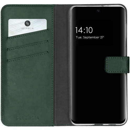 Selencia Echt Lederen Bookcase Samsung Galaxy A32 (4G) – Groen