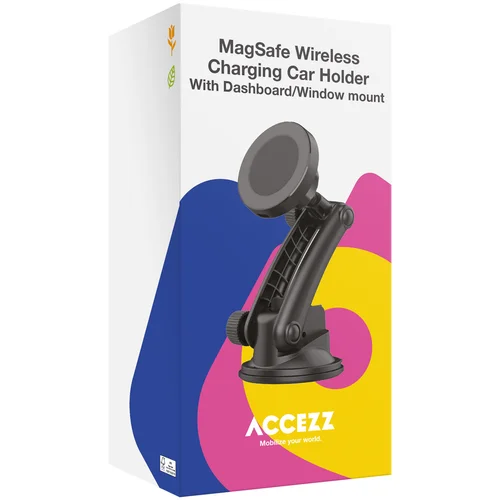 Accezz Telefoonhouder auto met MagSafe – Draadloos – Dashboard en voorruit – Zwart