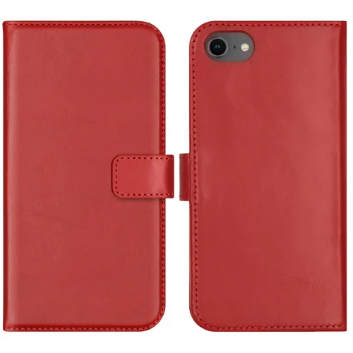 Selencia Echt Lederen Bookcase iPhone SE (2022 / 2020) / 8 / 7 / 6(s) – Rood