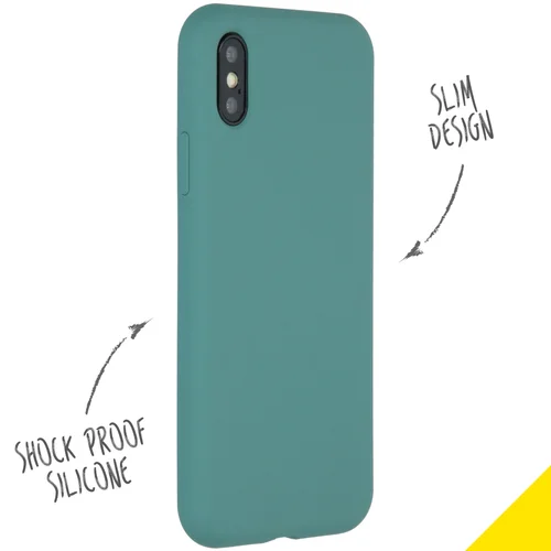 Accezz Liquid Silicone Backcover Apple iPhone Xs / X - Donkergroen