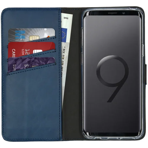 Selencia Echt Lederen Bookcase Samsung Galaxy S9 – Blauw