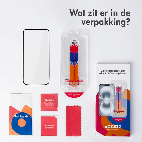 Accezz Gehard Glas Screenprotector + Applicator Apple iPhone 17e / 16e / 14 / 13 / 13 Pro
