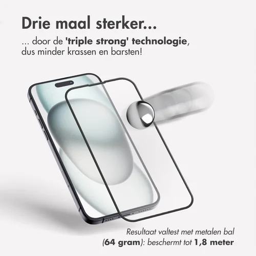 Accezz Triple Strong Full Cover Glas Screenprotector met applicator iPhone 13 / 13 Pro / 14 – Transparant