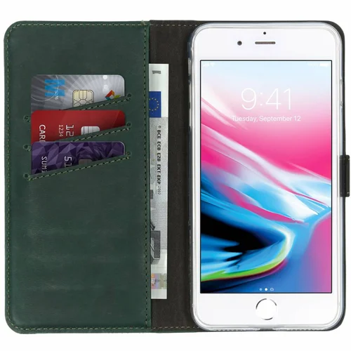 Selencia Echt Lederen Bookcase iPhone 8 Plus / 7 Plus – Groen