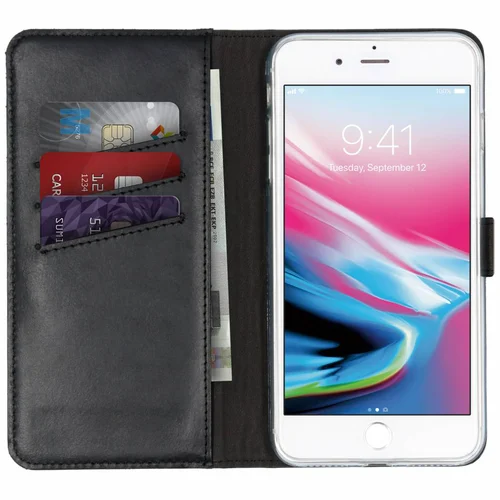 Selencia Echt Lederen Bookcase iPhone 8 Plus / 7 Plus – Zwart