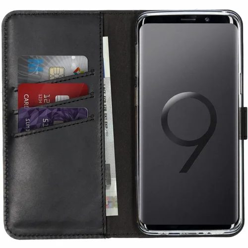 Selencia Echt Lederen Bookcase Samsung Galaxy S9 – Zwart