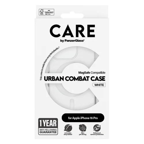 CARE by PanzerGlass Urban Combat Case MagSafe Apple iPhone 16 Pro - Transparant / Wit