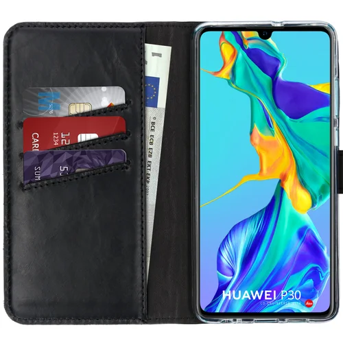 Selencia Echt Lederen Bookcase Huawei P30 – Zwart Selencia Echt Lederen Bookcase Huawei P30 – Zwart