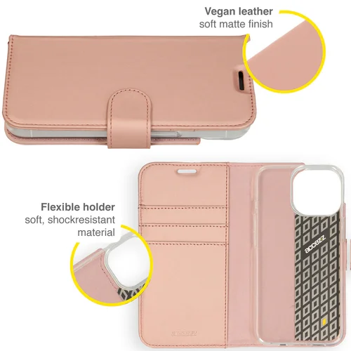 Accezz Wallet Softcase Bookcase iPhone 14 Pro Max – Rosé Goud