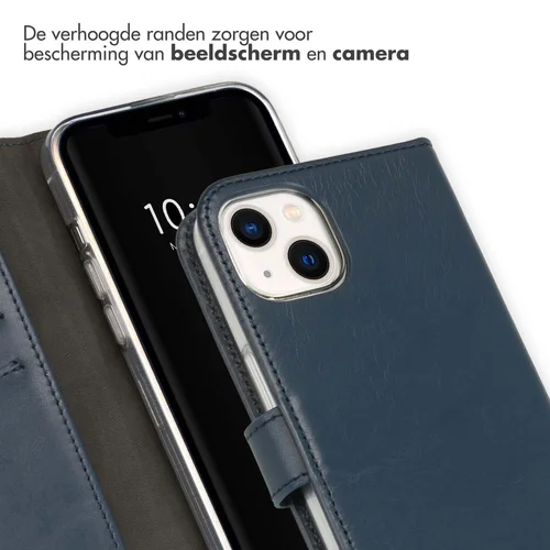 Selencia Echt Lederen Bookcase iPhone 13 – Blauw