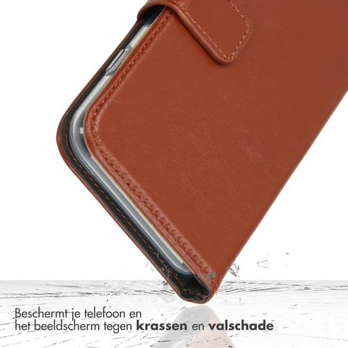Selencia Echt Leren Bookcase Apple iPhone 17 Pro Max - Lichtbruin