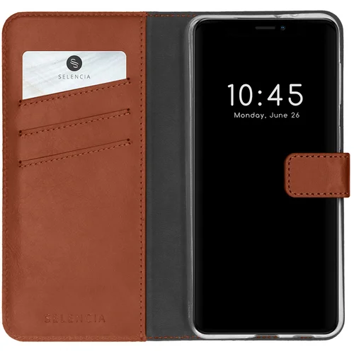 Selencia Echt Lederen Bookcase iPhone 13 – Lichtbruin