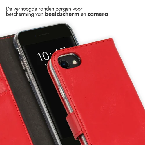Selencia Echt Lederen Bookcase iPhone SE (2022 / 2020) / 8 / 7 / 6(s) – Rood