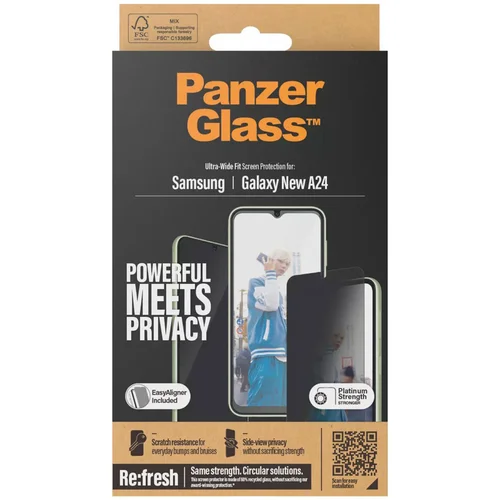 PanzerGlass Privacy Ultra-Wide Fit Anti-Bacterial Screenprotector incl. applicator Samsung Galaxy A25