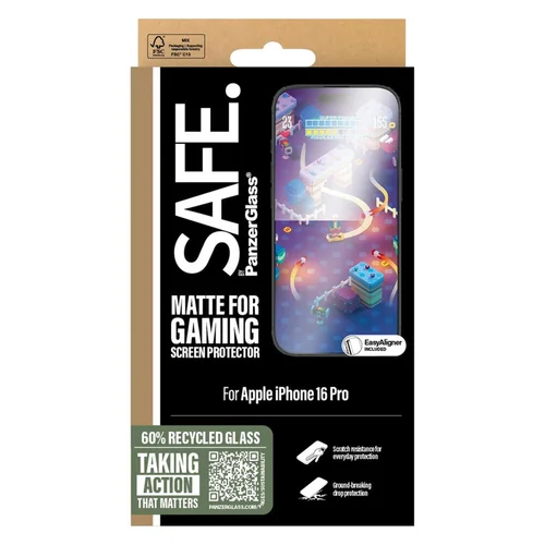 PanzerGlass SAFE Gaming Screenprotector Ultra Wide Fit met applicator iPhone 16 Pro PanzerGlass SAFE Gaming Screenprotector Ultra Wide Fit met applicator iPhone 16 Pro