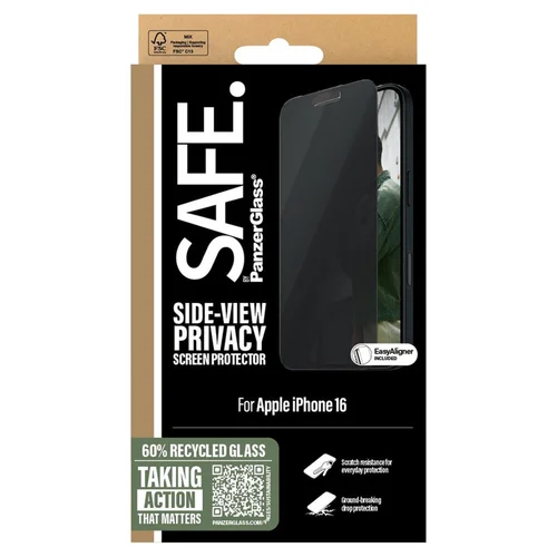 PanzerGlass SAFE Privacy Screenprotector Ultra Wide Fit met applicator iPhone 16 PanzerGlass SAFE Privacy Screenprotector Ultra Wide Fit met applicator iPhone 16