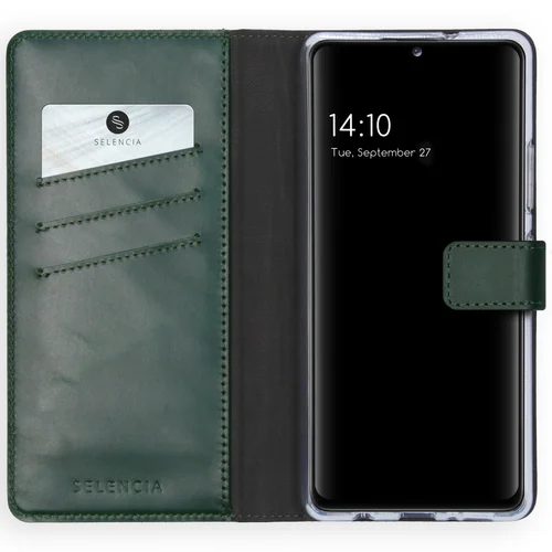 Selencia Echt Lederen Bookcase Samsung Galaxy A42 - Groen Selencia Echt Lederen Bookcase Samsung Galaxy A42 - Groen