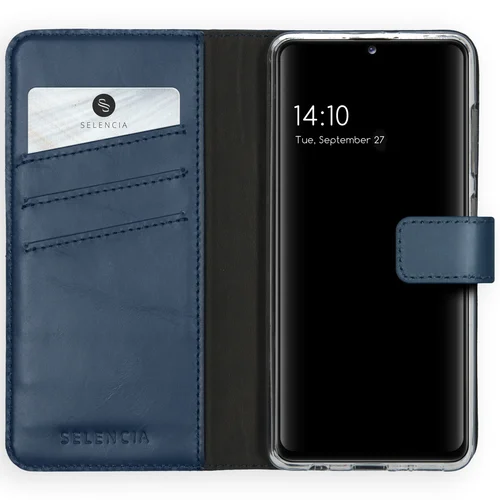 Selencia Echt Lederen Bookcase Samsung Galaxy A41 - Blauw Selencia Echt Lederen Bookcase Samsung Galaxy A41 - Blauw