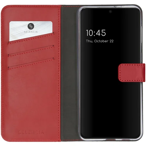 Selencia Echt Lederen Bookcase Samsung Galaxy S21 - Rood Selencia Echt Lederen Bookcase Samsung Galaxy S21 - Rood