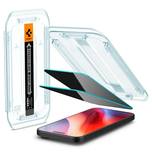 Spigen GLAStR Privacy EZ Fit Screenprotector + Applicator Apple iPhone 16 Pro Spigen GLAStR Privacy EZ Fit Screenprotector + Applicator Apple iPhone 16 Pro