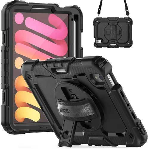 Accezz Rugged Backcover met schouderstrap Apple iPad Mini 7 (2024) / iPad Mini 6 (2021) - Zwart Accezz Rugged Backcover met schouderstrap Apple iPad Mini 7 (2024) / iPad Mini 6 (2021) - Zwart