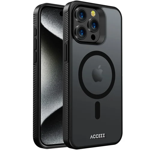 Accezz Rugged Frosted MagSafe Backcover iPhone 15 Pro Max - Zwart