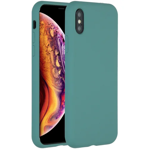 Accezz Liquid Silicone Backcover Apple iPhone Xs / X - Donkergroen