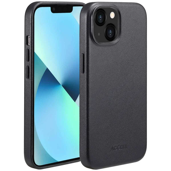 Accezz MagSafe Leather Backcover Apple iPhone 13 - Onyx Black Accezz MagSafe Leather Backcover Apple iPhone 13 - Onyx Black