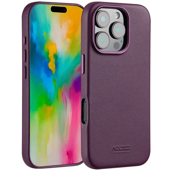 Accezz MagSafe Leather Backcover Apple iPhone 16 Pro - Heath Purple