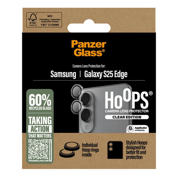 PanzerGlass Camera Protector Hoops Optic Rings Samsung Galaxy S25 Edge - Transparant