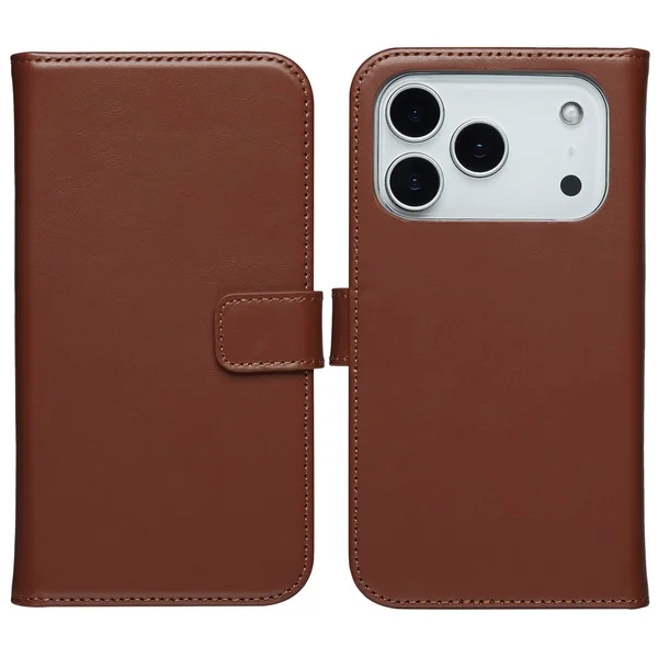 Selencia Echt Leren Bookcase Apple iPhone 17 Pro - Lichtbruin