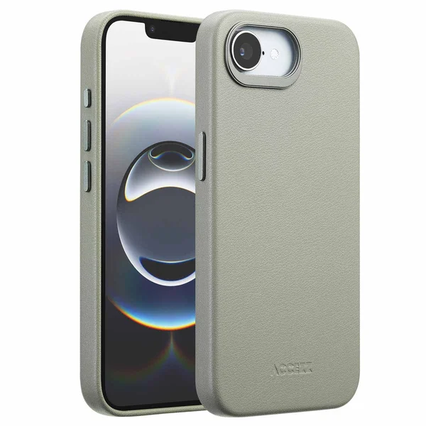Accezz MagSafe Leather Backcover Apple iPhone 17e / 16e - Light Grey