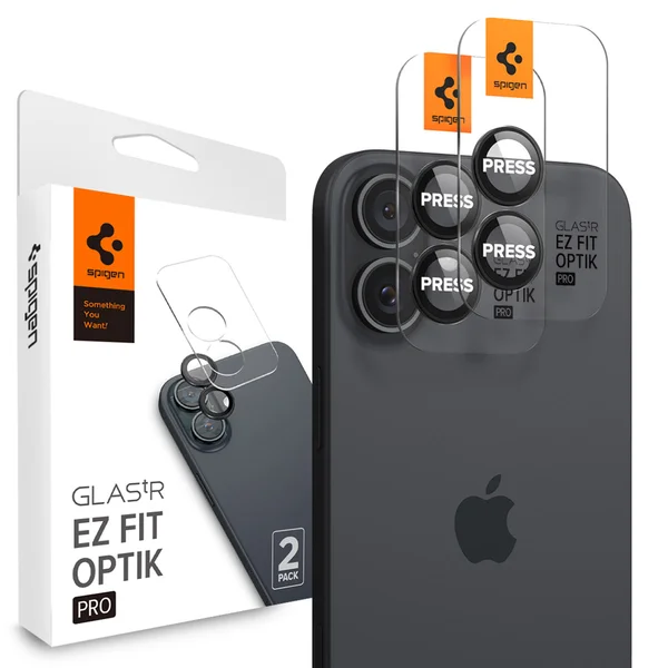 Spigen Optik Pro EZ Fit Lens Protector - Cameralens bescherming (2-pack) Apple iPhone 17 / 16 / 16 Plus - Black