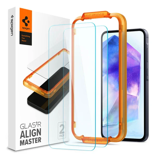 Spigen GLAStR EZ Fit Screenprotector 2 Pack + Applicator Samsung Galaxy A55
