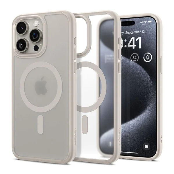 Spigen Ultra Hybrid Backcover MagSafe Apple iPhone 15 Pro - Frost Natural Titanium Spigen Ultra Hybrid Backcover MagSafe Apple iPhone 15 Pro - Frost Natural Titanium