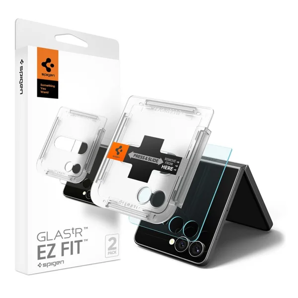 Spigen GLAStR EZ Fit Screenprotector 2 Pack + Applicator Samsung Galaxy Z Flip 7 Spigen GLAStR EZ Fit Screenprotector 2 Pack + Applicator Samsung Galaxy Z Flip 7