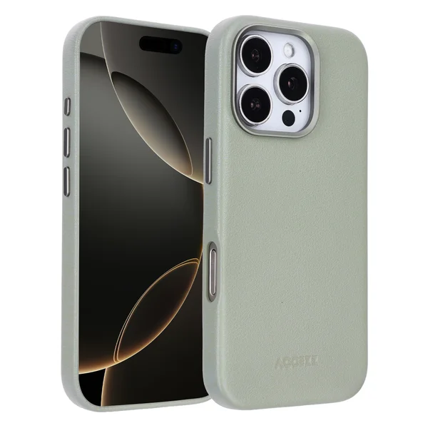 Accezz MagSafe Leather Backcover Apple iPhone 16 Pro - Light Grey