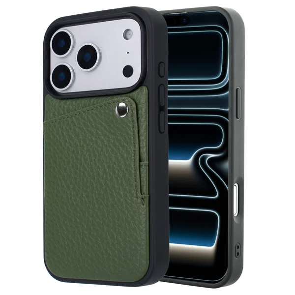 Selencia Riva Backcover met Pashouder Apple iPhone 17 Pro Max - Sage Green Selencia Riva Backcover met Pashouder Apple iPhone 17 Pro Max - Sage Green