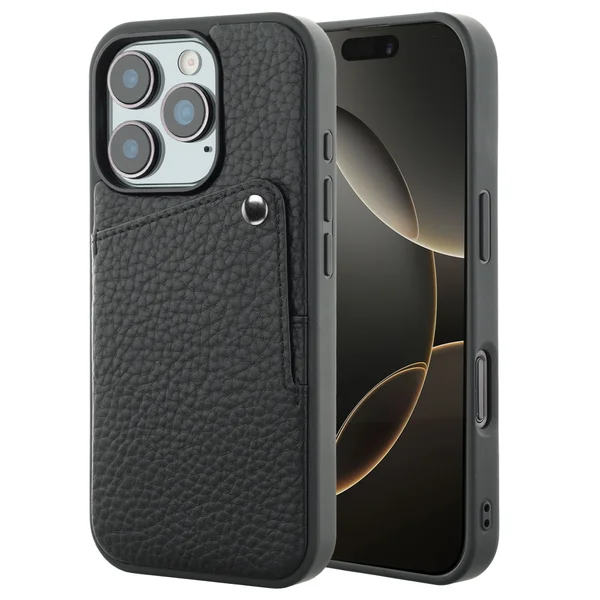 Selencia Riva Backcover met Pashouder Apple iPhone 16 Pro - Zwart