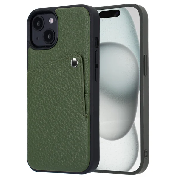 Selencia Riva Backcover met Pashouder Apple iPhone 15 - Sage Green Selencia Riva Backcover met Pashouder Apple iPhone 15 - Sage Green