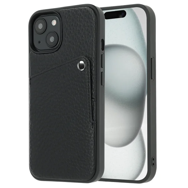 Selencia Riva Backcover met Pashouder Apple iPhone 15 - Zwart