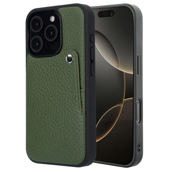 Selencia Riva Backcover met Pashouder Apple iPhone 16 Pro - Sage Green Selencia Riva Backcover met Pashouder Apple iPhone 16 Pro - Sage Green