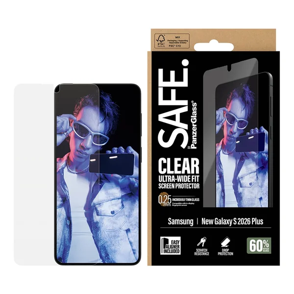 SAFE by PanzerGlass Ultra-Wide Fit Screenprotector incl. applicator Samsung Galaxy S26 Plus SAFE by PanzerGlass Ultra-Wide Fit Screenprotector incl. applicator Samsung Galaxy S26 Plus