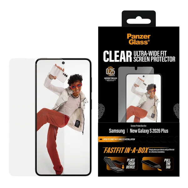 PanzerGlass Ultra Wide Fit FastFit in-a-box Screenprotector Samsung Galaxy S26 Plus