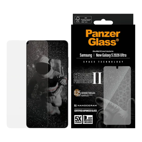 PanzerGlass Ceramic Screenprotector met applicator Samsung Galaxy S26 Ultra