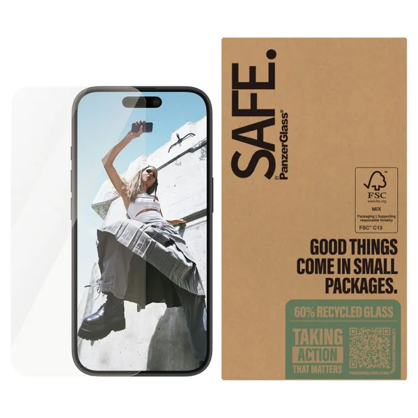 SAFE by PanzerGlass Ultra Wide-Fit Screenprotector in Fabrieksverpakking Apple iPhone 16 / 15 SAFE by PanzerGlass Ultra Wide-Fit Screenprotector in Fabrieksverpakking Apple iPhone 16 / 15