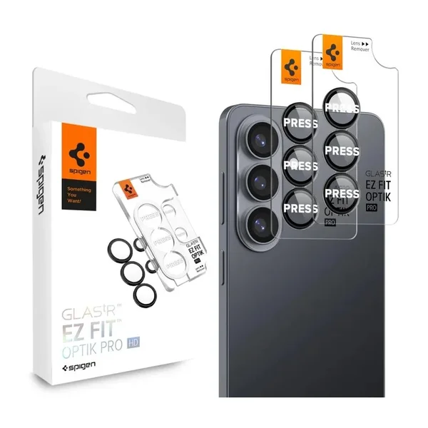 Spigen Optik Pro EZ Fit Lens Protector - Cameralens bescherming (2-pack) Samsung Galaxy S26 Plus - Zwart