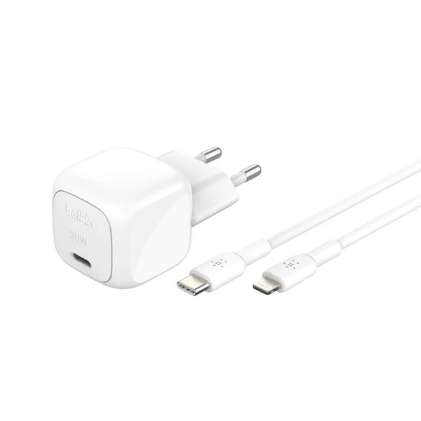 Belkin BoostCharge Compacte USB-C oplader 30W met USB-C naar Lightning kabel - 1 meter - Wit Belkin BoostCharge Compacte USB-C oplader 30W met USB-C naar Lightning kabel - 1 meter - Wit