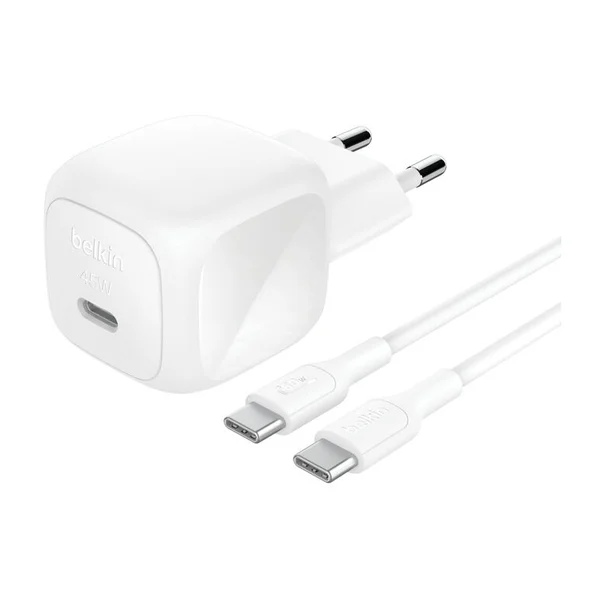 Belkin BoostCharge Compacte USB-C oplader 45W met USB-C naar USB-C kabel - 1 meter - Wit Belkin BoostCharge Compacte USB-C oplader 45W met USB-C naar USB-C kabel - 1 meter - Wit